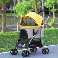 Wózek dla psa PawHut, 2 w 1, składany, torba transportowa, Żółty(m-10)