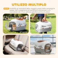 PawHut Trasportino per Gatti e Cani Piccoli Fino 4 kg in Plastica con Finestra Superiore, 49x32x31 cm, Grigio(m-4)