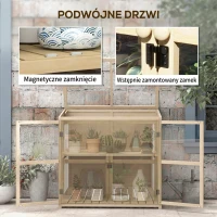 Outsunny Szklarnia drewniana Doniczka 2-poziomowa szklarnia z podwójnymi drzwiami, oknem dachowym, wiatroodporna donica, do ogrodu, balkonu, natury, 103 x 61 x 103 cm(m-6)