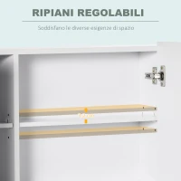 kleankin Armadietto Specchiera da Bagno con 3 Armadietti, 3 Ripiani e Luce LED, 90x15x65 cm, Bianco(m-6)