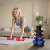 SPORTNOW Zestaw hantli 3 pary z stojakiem, antypoślizgowe uchwyty, 1-5 kg, heksagonalny(m-10)