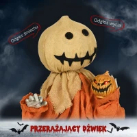 HOMCOM Dekoracja na Halloween 77cm Strach na Wróble z Czerwonymi Świecącymi Oczami, Funkcja Dźwięku, Dekoracja na Halloween z Czujnikiem Ruchu i Dźwięku, Śmiechem, Ruchomymi Ramionami i Rękami(m-4)