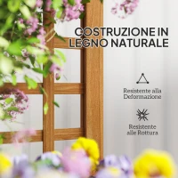 Outsunny Fioriera con Traliccio per Rampicanti con Foro di Drenaggio e Fodera, in Legno, 40x40x120 cm, Marrone(m-5)