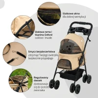 Wózek dla psa i kota PawHut, mały, khaki, wygodny(m-6)