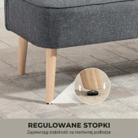 HOMCOM Sofa dwuosobowa, Mała Sofa Loveseat w wyglądzie lnu, Nowoczesna Sofa do Salonu, Sypialni, Małych Pomieszczeń, Szara, 117 x 56,5 x 77 cm(m-7)