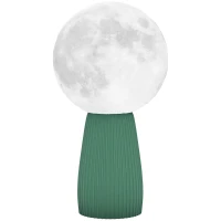 HOMCOM Lampada da Tavolo a Forma di Luna e 3 Colori con 10 Luminosità, in ABS, Ø15x28 cm, Bianco e Verde Scuro(m-11)
