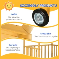 Outsunny Piaskownica z Dachem, Piaskownica z Drewna z Domek do Zabawy, 133 x 129 x 137,5 cm Piaskownica z Kołami dla Dzieci 3-8 Lat, Ogród, Naturalne(m-7)