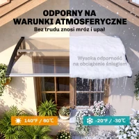 Outsunny Daszek nad drzwi lub okno, odporny na warunki atmosferyczne, przezroczysty, aluminiowe wsporniki/poliwęglan, 103 x 96,5 x 27 cm, czarny(m-6)
