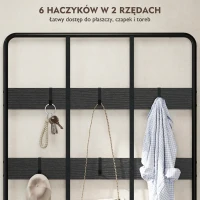 HOMCOM Wieszak na ubrania 3 w 1 z ławką i wieszakiem na buty, wolnostojący wieszak na ubrania z ławką na buty i 6 haczykami do przedpokoju, przedpokoju, salonu, czarny(m-5)