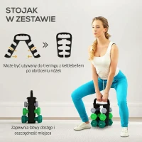 SPORTNOW Zestaw hantli z stojakiem, zestaw 6 hantli do treningu fitness, 2 x 1kg, 2 x 3kg, 2 x 5kg(m-5)
