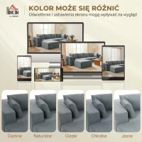 HOMCOM Modułowa narożna sofa, sofa w kształcie U z szerokimi i głębokimi siedziskami, 2 pufy, ciemnoszara(m-7)