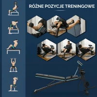 HOMCOM Ławka treningowa, składana ławka z 7-stopniową regulacją oparcia, ławka fitness do 120 kg, niebieska(m-6)