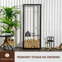 Stojak na drewno kominkowe HOMCOM dla wnętrz i eksteriorów, Metal, 60 x 25 x 150 cm(m-4)