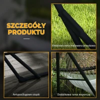 Outsunny Stelaż pod Hamak w zestawie z Hamakiem, 263 cm x 89 cm x 100 cm, Czarny + Biały(m-6)