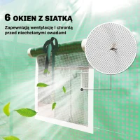 Outsunny Szklarnia 3 x 2 x 2 m Szklarnia foliowa z 2 zwijanymi drzwiami i 6 siatkowymi oknami, zielona(m-7)