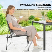 Outsunny Zestaw mebli ogrodowych komplet wypoczynkowy 150 x 80 cm stół z 6 oddychającymi krzesłami wygląd drewna stalowy stelaż Czarny(m-6)