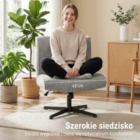HOMCOM Obrotowy Fotel Akcentowy, Tapicerowany Fotel Lounge z Regulacją Wysokości do Salonu, Biura, Szary(m-5)