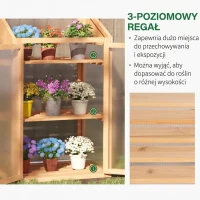 Mini szklarnia drewniana 70x50x120 cm, brązowa, wczesne siewy(m-5)