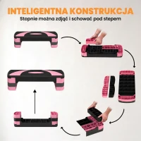 HOMCOM Stepper Aerobiczny Regulowany na 3 Poziomy (10/15/20 cm) Fitness Heimtrainer do Wewnątrz Na Zewnątrz Udźwig do 150 kg 80 x 31 x 10-20 cm(m-5)