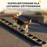 PawHut Rampa dla psów składana Schodki do auta i SUV Antypoślizgowa Rampa samochodowa dla dużych i małych zwierząt do 68 kg 154x40 cm Czarna(m-4)