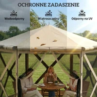 Outsunny 3 m x 2,6 m sześciokątny pawilon z 6 ściankami i torbą, wodoodporny, odporny na promienie UV, namiot imprezowy(m-6)
