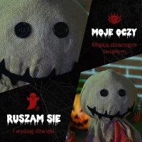 HOMCOM Dekoracja na Halloween 77cm Strach na Wróble z Czerwonymi Świecącymi Oczami, Funkcja Dźwięku, Dekoracja na Halloween z Czujnikiem Ruchu i Dźwięku, Śmiechem, Ruchomymi Ramionami i Rękami(m-5)