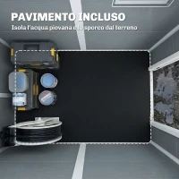 Outsunny Casetta da Giardino in Resina con Pavimento, Porta con Blocco e Finestra, 1.3 x 1.8 m, Grigio(m-4)