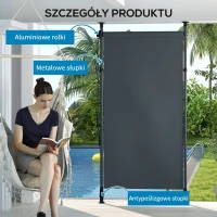 Outsunny Wolnostojąca Markiza, Regulowana Długość, Montaż Bez Wiercenia, Rama z Aluminium, 1,5 x 2,2-3,1 m, Ciemnoszary(m-7)