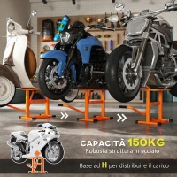 DURHAND Cavalletto Alzamoto max 150 kg in Metallo con Superficie in Gomma e Manovella, 48x34x43 cm, Arancione(m-5)
