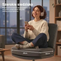 HOMCOM Fotel z Podnóżkiem Obracany w Stylu Lnu do Salonu Ciemnoszary(m-5)