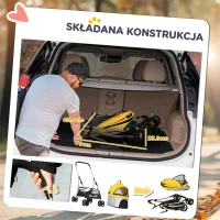 Wózek dla psa PawHut, 2 w 1, składany, torba transportowa, Żółty(m-6)