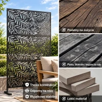 Osłona przeciwwiatrowa Outsunny, odporna na warunki atmosferyczne, stal, 122 cm x 45 cm x 198 cm, czarna(m-6)