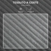 HOMCOM Divano 3 Posti Modulare con Pouf Contenitore in Velluto a Coste, 196x139x85 cm, Grigio Chiaro(m-7)