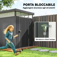 Outsunny Capanno da Giardino con Lucernario in Acrilico e Fori di Drenaggio, in Acciaio, 162x259x201 cm, Grigio Scuro(m-7)
