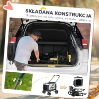 PawHut 2 in 1 Hundebuggy Haustierwagen Hundetrolley z wyjmowanym koszem, 2 szelki bezpieczeństwa Składany wózek dla kota dla małych i miniaturkowych psów, Materiał oxford, Szary(m-6)