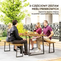 Zestaw mebli 3-częściowy, stół i ławki dla 6 osób(m-4)