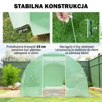 Outsunny Szklarnia foliowa, beżowa, 8 okien z siatką przeciwko owadom, solidna folia, stelaż stalowy, 6 x 3 x 2 m, Zielony(m-5)