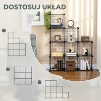 HOMCOM System półek, półka sześcianowa z drutu stalowego DIY, 9 przegródek, kratka druciana, na buty, na stopnie do salonu, pokoju dziecięcego, sypialni, czarny, 35 x 35 x 35 cm na sześcian(m-4)