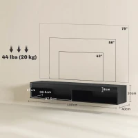 HOMCOM Mobile Contenitore Sospeso con Luci LED a 16 Colori e Telecomando, 180x40x30 cm, Nero(m-3)