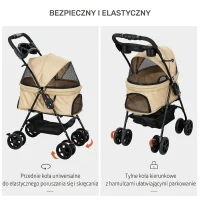 Wózek dla psa i kota PawHut, mały, khaki, wygodny(m-5)