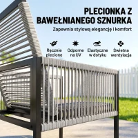 Outsunny Zestaw Mebli Ogrodowych 5-częściowy Stół ze Szklanym Blatem i 4 Oddychającymi Składanymi Krzesłami(m-5)