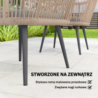 Outsunny Zestaw 2 krzeseł ogrodowych, odporne na warunki atmosferyczne, z podłokietnikami, poduszkami, ramą metalową, do 120 kg, jasnoszary(m-5)