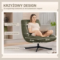 HOMCOM Fotel Obrotowy Lounge z Szerokim Siedziskiem, Odporny na Wodę Chenille, Krzyżowane Nogi Ze Stali, Zielony(m-4)
