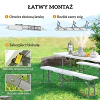 Ławka piknikowa składana z uchwytem, metalowe nogi(m-7)