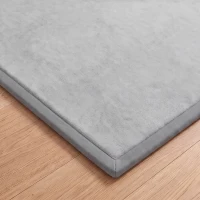 AIYAPLAY Kruipmat voor baby's, 3 cm dikke speelmat van zacht flanel, 150 x 180 cm, antislip, waterafstotend, lichtgrijs(m-9)