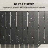 Outsunny Stolik kawowy na zewnątrz, prostokątny metalowy stolik patio z lamelowym blatem, odporny na warunki atmosferyczne(m-5)