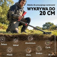 Outsunny Wykrywacz metali IP68 Wodoodporny składany Detektor metali z 4 trybami Słuchawki Łopatka Torba LCD Wyświetlacz(m-5)