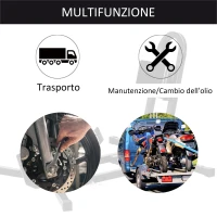 HOMCOM Blocca Ruota Moto Regolabile su 3 Livelli da 250 kg max in Metallo, 60x55x43 cm, Nero(m-6)