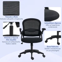 Vinsetto Sedia da Ufficio Ergonomica con Schienale a Rete e Altezza Regolabile, 65.5x61.5x88-97.5cm, Nero(m-8)