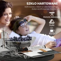 Outsunny Stolik ogrodowy w stylu boho Stolik pomocniczy na zewnątrz, rattan PE, szkło hartowane, odporny na warunki atmosferyczne, 50 cm x 50 cm x 50 cm, Czarny(m-4)